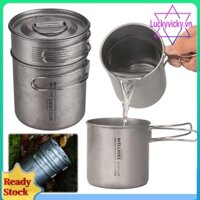 Bộ 2 Nồi Cắm Trại Ngoài Trời Có Tay Cầm Gấp Nồi Inox 304