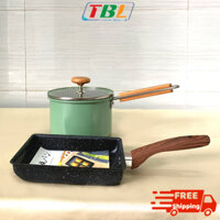 Bộ 2 nồi chảo đáy từ Hàn Quốc gồm quánh 16cm và chảo vuông 15x20cm, dùng được tất cả các bếp