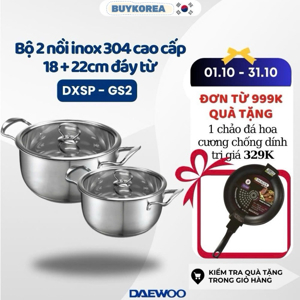 Bộ 2 nồi inox 304 cao cấp Daelux DXSP-GS2 (18,22cm)