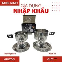 Bộ 2 nồi Inox có nắp dành cho camping, cắm trại, đi phượt hãng Herzog của Đức