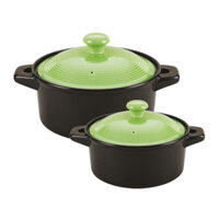 Bộ 2 nồi sứ Royalcooks Molise 2L & 4L – Nắp xanh táo (RC-SET01)