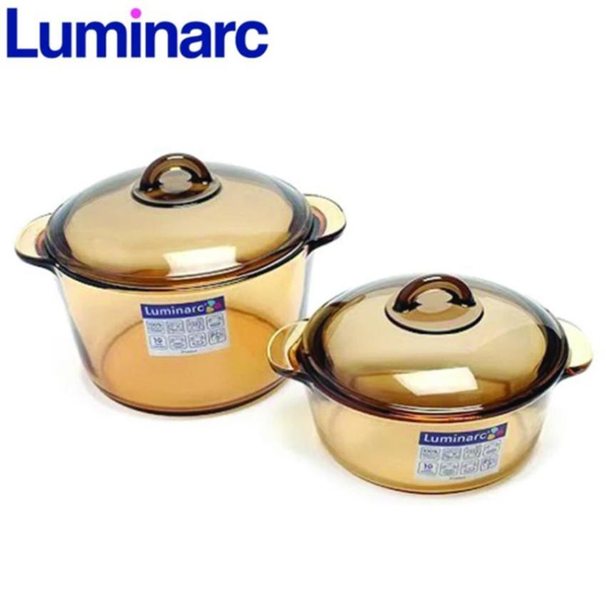 Bộ 2 nồi thủy tinh Luminarc Vitro Blooming Amberline - 2L, 3L