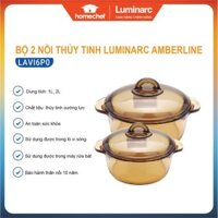 Bộ 2 nồi thủy tinh Luminarc Amberline 1L+ 2L - LAVI6P0, dùng bếp ga, hồng ngoại, sản xuất tại Pháp | Hàng chính hãng