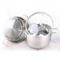 BỘ 2 NỒI XỬNG INOX 30CM NẮP KIẾNG CAO CẤP