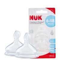 Bộ 2 núm ti cho bình sữa NUK Premium Choice+ núm ti NUK Silicone cổ rộng sản xuất tại Đức đủ size