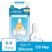 Bộ 2 núm ti Dr.Brown's cổ hẹp size 3 (6 - 9 tháng) - Giao ngẫu nhiên