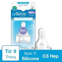 Bộ 2 núm ti Dr.Brown's cổ hẹp size 4 (từ 9 tháng) - Giao ngẫu nhiên