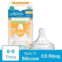 Bộ 2 núm ti Dr.Brown's cổ rộng size 3 (6 - 9 tháng) - Giao ngẫu nhiên