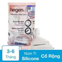 Bộ 2 núm ti Hegen cổ rộng size M (3 - 6 tháng)