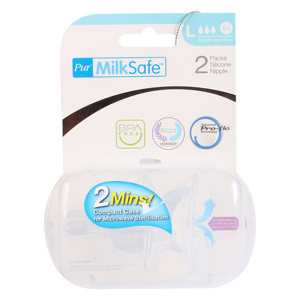 Bộ 2 núm ti Milk Safe Pur PUR9823 - size L, cho bình cổ rộng