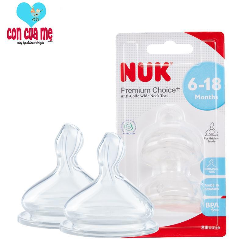 Bộ 2 núm ti NUK Silicone S1 - size L cho bé 0m+ NU66057