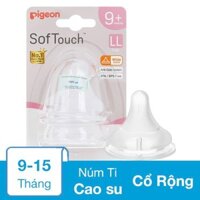 Bộ 2 núm ti Pigeon siêu mềm Plus WN3 cổ rộng size LL (9 - 15 tháng)