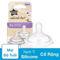 Bộ 2 núm ti Tommee Tippee Natural Start siêu mềm tự nhiên cổ rộng size + (mọi độ tuổi)