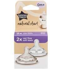 Bộ 2 núm ti Tommee Tippee Natural Start siêu mềm tự nhiên cổ rộng size 1  (từ 0-3 tháng)