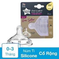 Bộ 2 núm ti Tommee Tippee Closer to Nature siêu mềm tự nhiên 421140 cổ rộng size + (0 - 3 tháng)