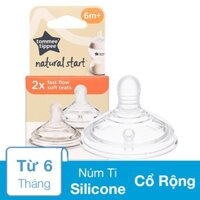 Bộ 2 núm ti Tommee Tippee Natural Start siêu mềm tự nhiên cổ rộng size 3 (từ 6 tháng)