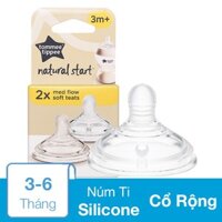 Bộ 2 núm ti Tommee Tippee Natural Start siêu mềm tự nhiên cổ rộng size 2 (3 - 6 tháng)