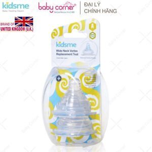 Bộ 2 núm ty bình sữa cổ rộng Kidsme 160472