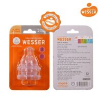 Bộ 2 núm ty bình Wesser Nano cổ rộng size S cho bé 0-6 tháng