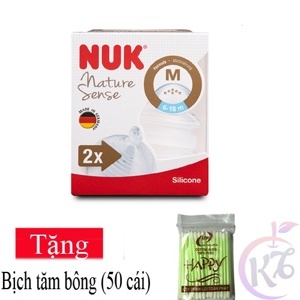 Bộ 2 núm ty silicone Nuk Nature Sense S2 - M NU21503