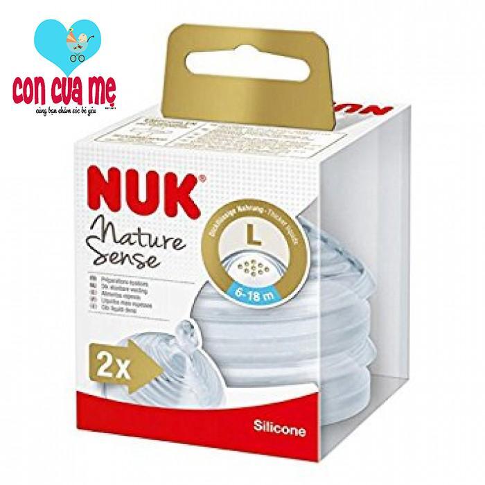 Bộ 2 núm ty silicone Nuk Nature Sense S2 - L NU21504