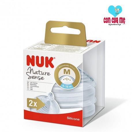 Bộ 2 núm ty silicone Nuk Nature Sense S2 - M NU21503