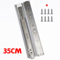 Bộ 2 Phụ Kiện Ray Cửa Lùa Thanh Trượt Đỡ Ngăn Kéo Tủ Quần Áo Nhấn Mở Inox Giảm Chấn Chịu Lực Chống Va Đập Cao Cấp - Dài 35cm