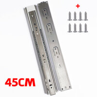 Bộ 2 Phụ Kiện Ray Cửa Lùa Thanh Trượt Đỡ Ngăn Kéo Tủ Quần Áo Nhấn Mở Inox Giảm Chấn Chịu Lực Chống Va Đập Cao Cấp - Dài 45cm