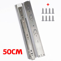 Bộ 2 Phụ Kiện Ray Cửa Lùa Thanh Trượt Đỡ Ngăn Kéo Tủ Quần Áo Nhấn Mở Inox Giảm Chấn Chịu Lực Chống Va Đập Cao Cấp - Dài 50cm