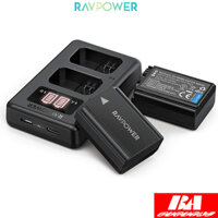 BỘ 2 PIN + 1 Dock Sạc Có Đồng Hồ SONY NP-FW50 - RAVPOWER CHO MÁY SONYNEX 3/5/7, SLT-A, DSC-RX10, Alpha A6000, A6300, A64