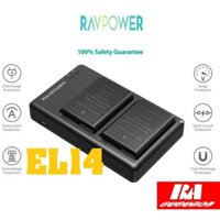 Bộ 2 Pin + 1 Sạc RAVPower EN-EL14 for Nikon D3100, D3200, D3300, D3400, D5100, D5200, D5300, D5500, D5600,......