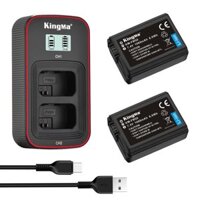 Bộ 2 Pin + Dock Sạc Đôi KingMa NP-FW50 - 1080mAh, LCD, Type-C, Sony - Bảo Hành 12T