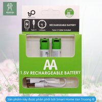 Bộ 2 pin sạc AA 1.5V tặng kèm cáp sạc đôi Type C