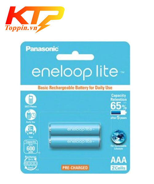 Bộ 2 pin sạc AAA Panasonic Eneloop Lite 600mAh
