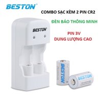 Bộ 2 pin sạc CR2 300mAh kèm sạc Beston CD643 dùng cho camera, máy ảnh, thiết bị đo, đèn pin, ống nhòm