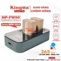 Bộ 2 Pin Và 1 Dock Sạc Đôi NP-FW50 KingMa. Phiên Bản 2 Trong 1 Mới Nhất Cho Sony ZV-E10, ZV-E10L, a6500, a6400, a6300...