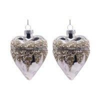 Bộ 2 Quả Tim Locket Có Khóa Mở Bằng Thủy Tinh Màu Bạc