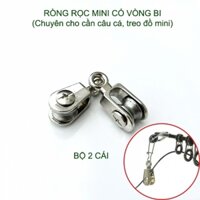 Bộ 2 ròng rọc mini cho cần câu cá, treo đồ đa, có vòng bi, bằng hợp kim và thép