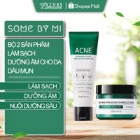 Bộ 2 sản phẩm làm sạch và dưỡng ẩm cho da dầu mụn Some by mi AHA-BHA-PHA clear foam, cream full size