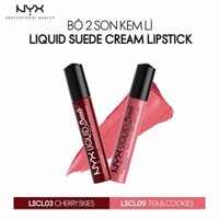 Bộ 2 son kem lì chính hãng NYX Liquid Suede Cream Lipstick Life's a beach & Cherry Skies