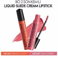 Bộ 2 son kem lì NYX chính hãng Professional Makeup Liquid Suede Cream Lipstick Life's a beach & Orange County