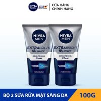 Bộ 2 Sữa Rửa Mặt NIVEA MEN Extra Bright Sáng Da | Sạch Nhờn (100 g) - 88836