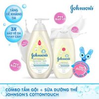 Bộ 2 Sữa tắm gội toàn thân 500ml + Dưỡng ẩm Johnson’s Baby Cotton Touch 200ml