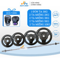 Bộ 2 tạ miếng gang bánh gang 3 lỗ 2kg, 3kg, 5kg,10kg + đòn tạ 1m2 tặng găng tay có cuốn