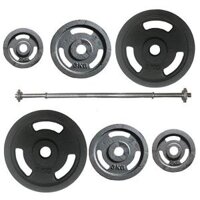 Bộ 2 tạ miếng gang bánh tạ gang 3 lỗ 2kg hoặc 3kg hoặc 5kg tặng đòn tạ dài 1m2