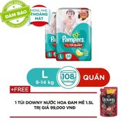 Bộ 2 tã quần Pampers Jumpo L54 + Tặng 1 gói Downy đam mê 1.5L [bonus]