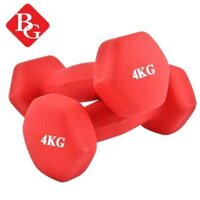 Bộ 2 tạ tay lõi sắt bọc cao su, tạ tập tay cao su 1kg 2kg 3kg 4kg 5kg BG hàng nhập khẩu - ĐỎ - Bộ 02 tạ tay 4kg