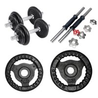 Bộ 2 tạ tay tập gym 11.7kg (2 đòn, 4 miếng 2kg, 4 miếng 3kg), tạ gang lỗ phi 30, đòn tạ sắt xi phi 27