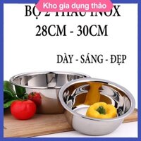 [Bộ 2 thau lớn - dày] Thau inox 304 size 30cm và 28cm cao cấp
