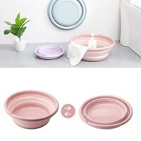 Bộ 2 Thau nhựa gấp gọn đa năng đựng nước, đựng đồ 2 Size (12x35cm + 9x25cm) Shop giao màu ngẫu nhiên (chọn màu nhắn tin)